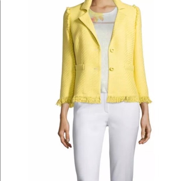 Escada Cotton Fringed Jacket Limoncello EU42/US12 🔥 - Picture 3 of 8
